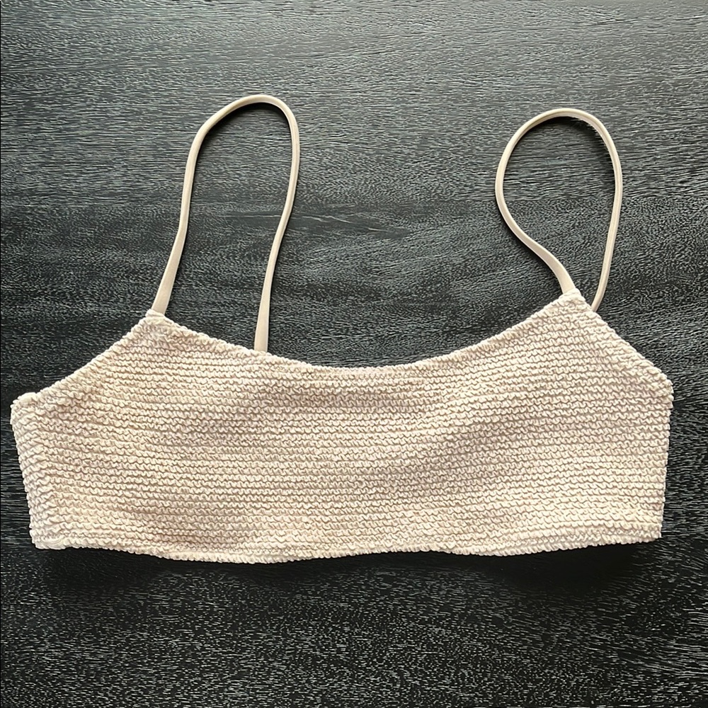 LA Hearts scrunch bikini top beige
